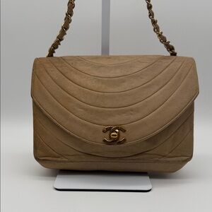 Chanel Beige Quilted Shoulder Bag